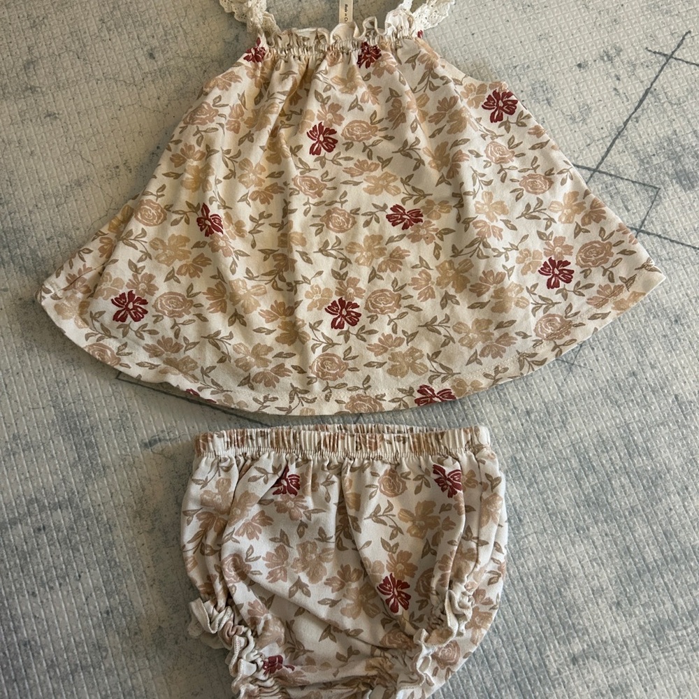 Rylee + Cru Cream and Red Floral Baby Outfit
